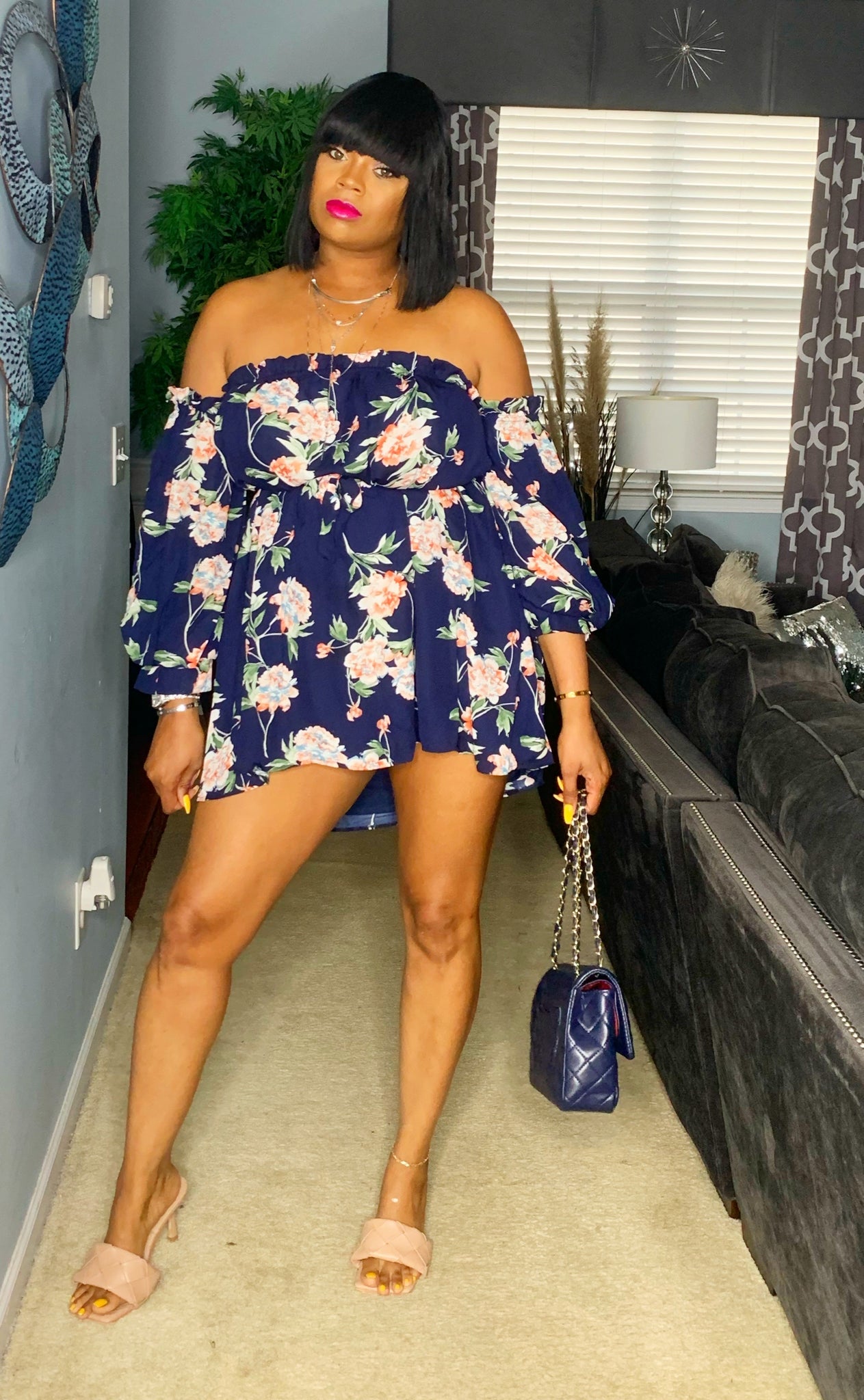 Floral Arrangement Flare Dress KATCH Floral Arrangement Flare Dress KATCH