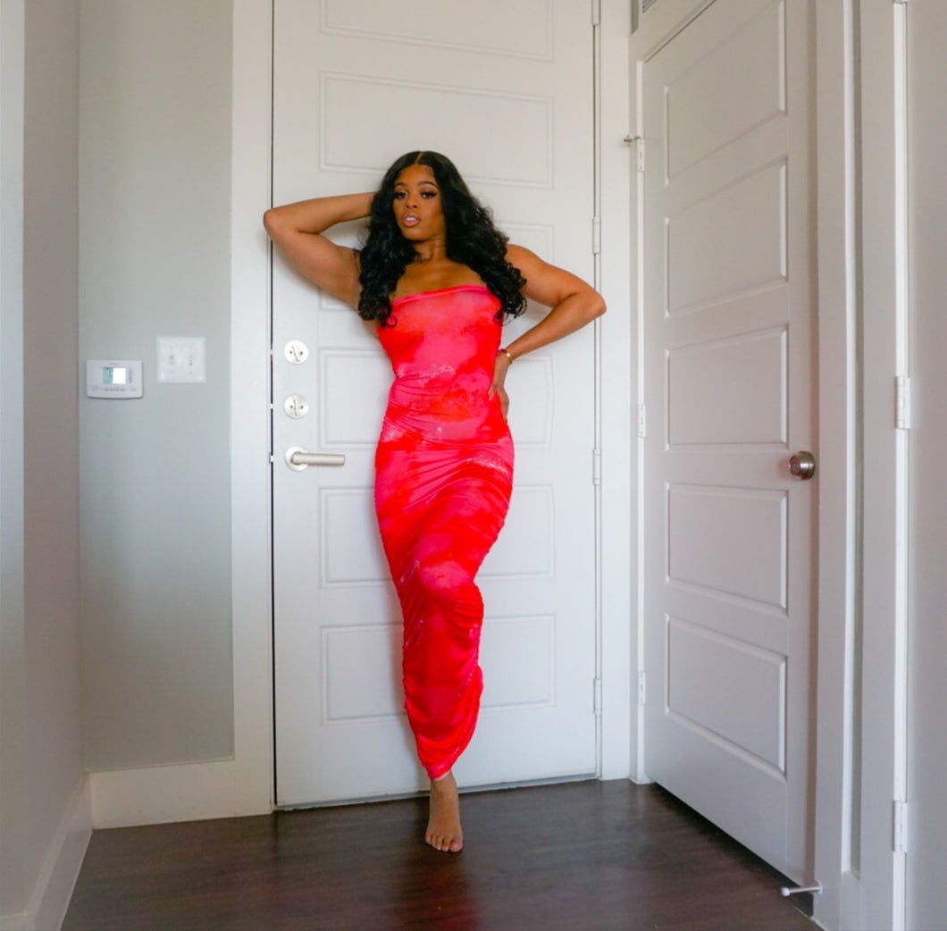 Fruit Punch Ruched Maxi Dress